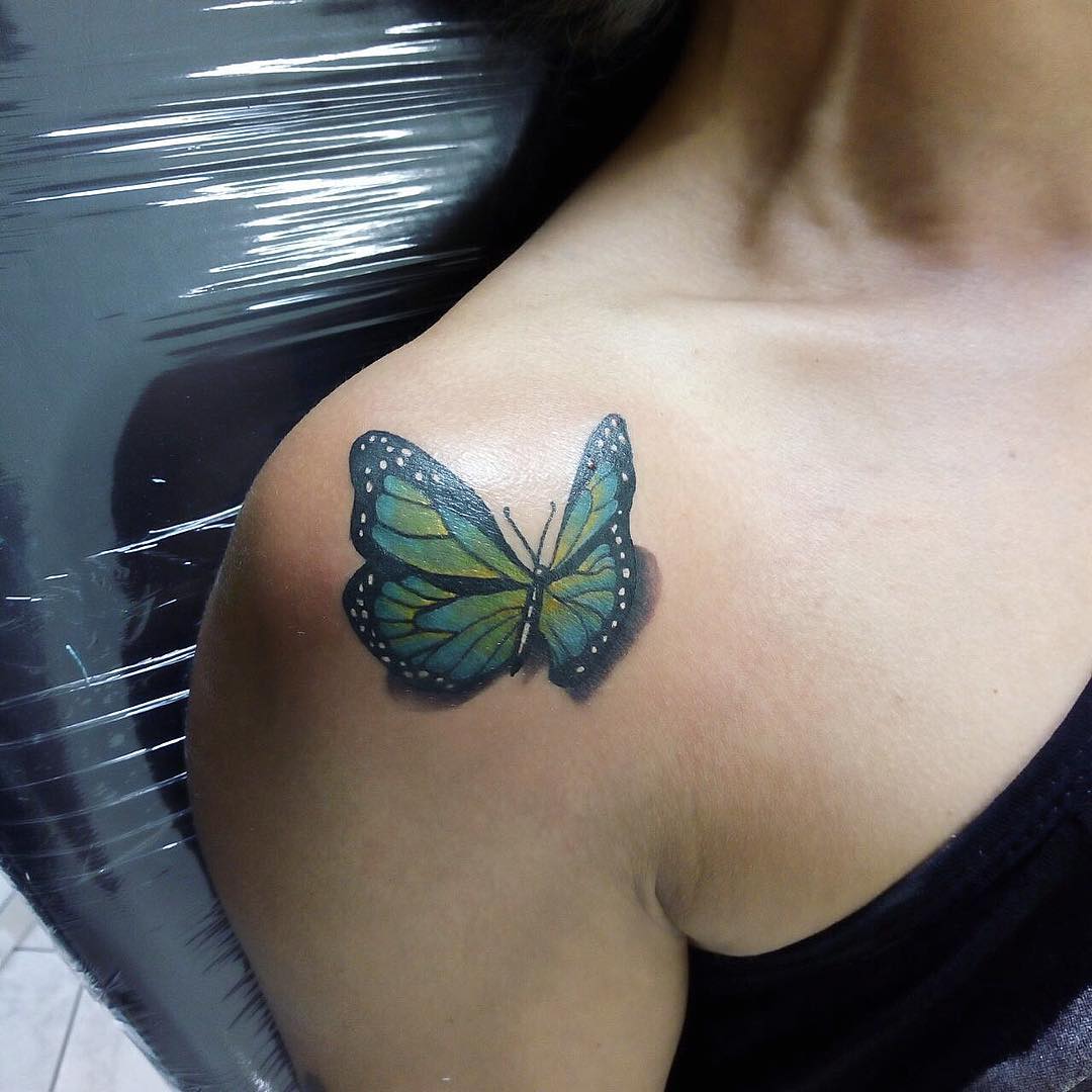做化学老师的逄小姐肩胛蝴蝶纹身图案